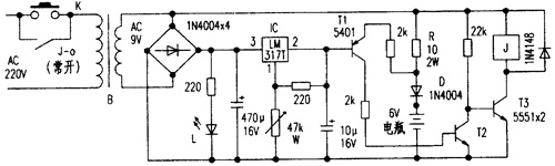 6v电瓶自动充电器电路图