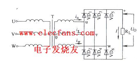 三相桥式整流电路图