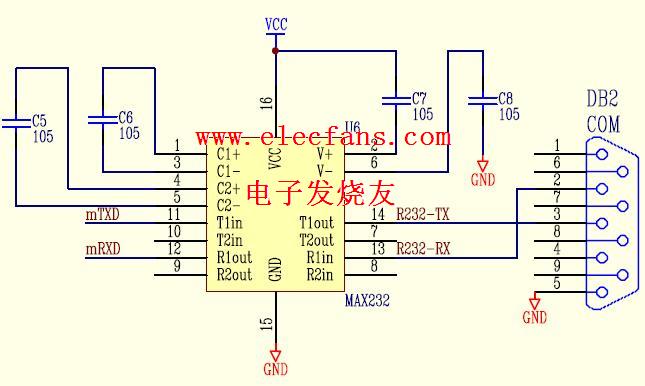 max232引脚图 接线图 电路图