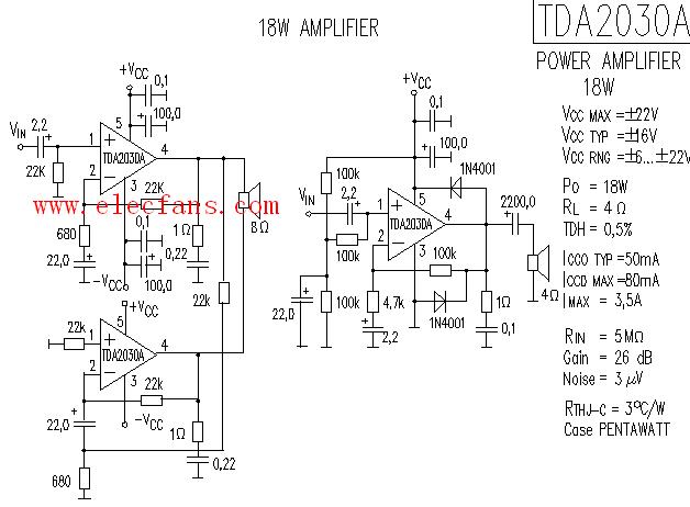 tda2030双电源接法电路图