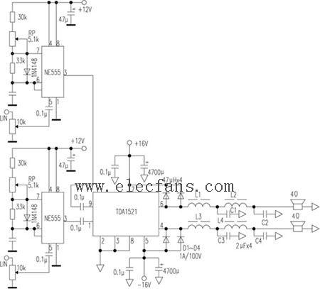 用ne555制作的d类功放电路
