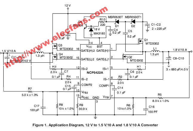 5v-10a和1.8v-10a开关电源芯片及电路