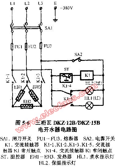 三桁瓦dkz-12b dkz-15b电开水器电路图