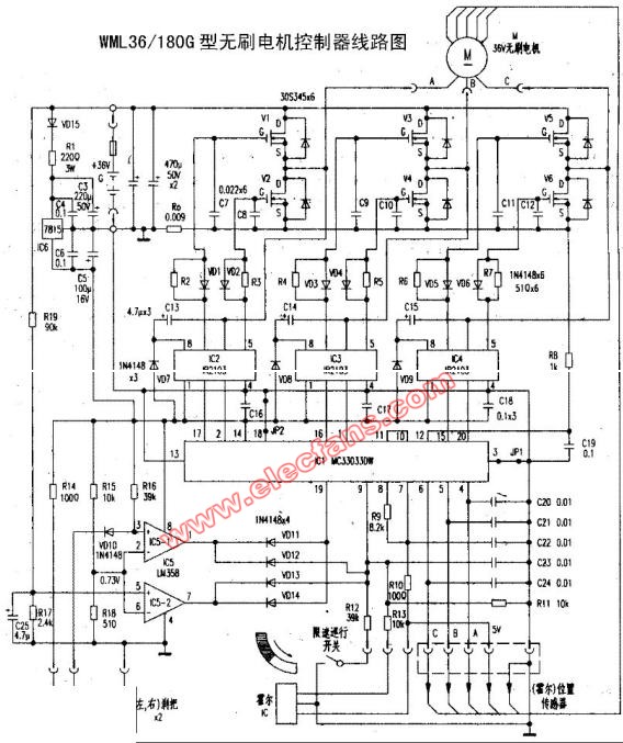 wml36 180g型无刷电机控制器电路图线路图