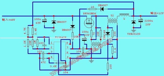 48v转12v电路图