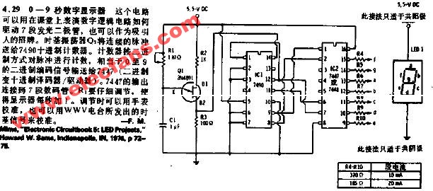 0-9秒数字显示器电路