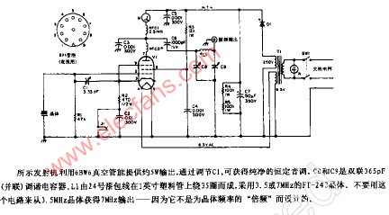 调频无线电发射机 - 无线通信电子电路图 - 电子发烧