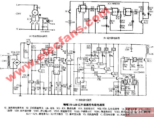 菊花fl40-19电脑控制电扇电路图