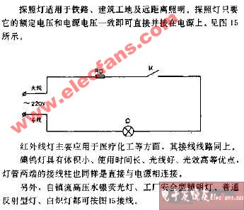 控照灯_红外线灯_碘钨灯接线方法电路图