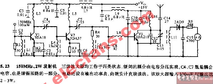 调频无线电发射机 - 无线通信电子电路图 - 电子发烧