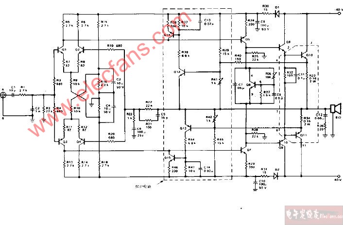 音频功率放大电路和喇叭保护电路图 - 功放技术 - 电子发烧友网