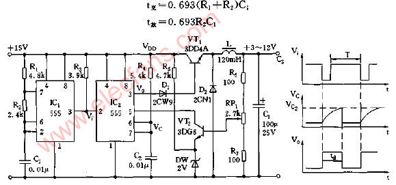 开关式3-12v可调稳压源电路图