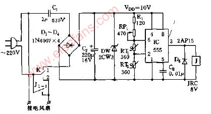 电风扇加装温控器电路图