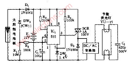 光控式节能太阳能灯电路图
