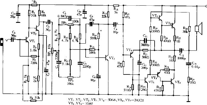 性能优良的便携式扩音机电路图