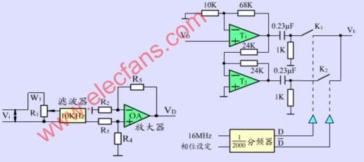 下图是一种检波器线路图,它是一个带放大器和反相器的电子开关电路