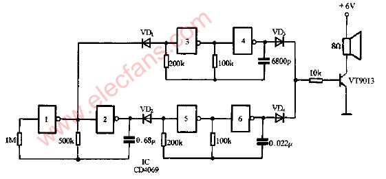 警笛声发生器电路图
