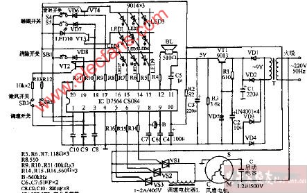 华生牌电脑控制落地扇电路图