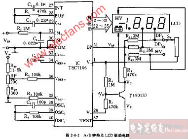 dt830b,cm2300型ad转换及lcd驱动电路图