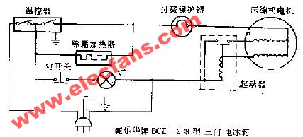 惠乐华牌bcd-238型三门电冰箱电路原理图