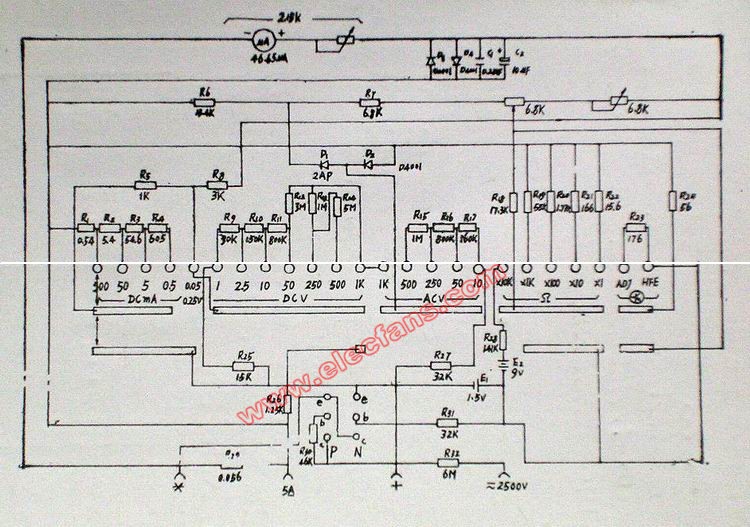 mf47型万用表电路图