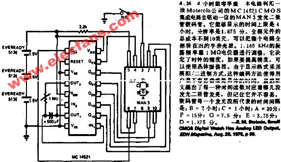 4小时数字手表电路 数字时钟电路图 电子发烧友网