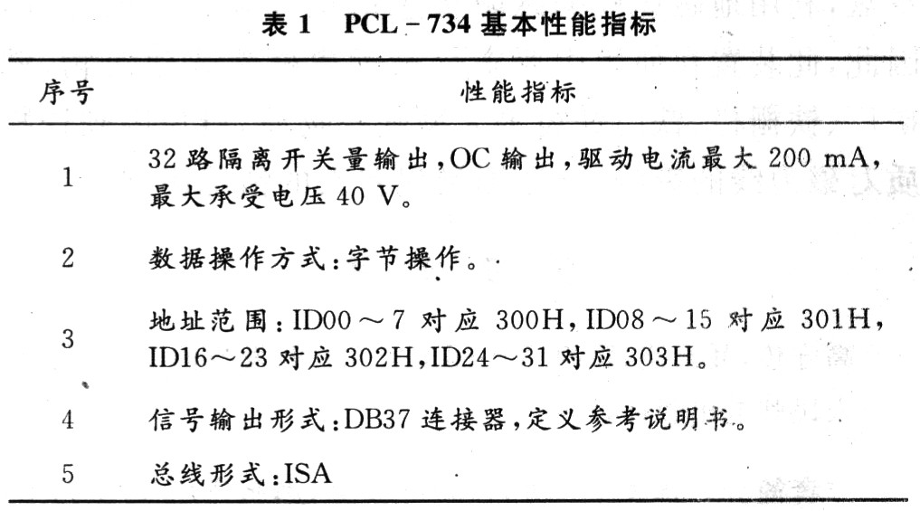 PCL-734的基本性能参数