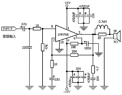 用lm4766制作双40w功放电路