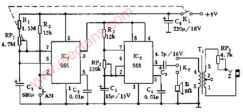 电子定时,,按摩器电路图