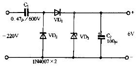 电容降压直流供电电路图