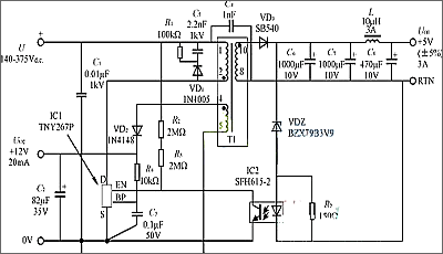 tny264开关电源的应用电路图