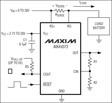 MAX4373、MAX4374、MAX4375：典型工作电路