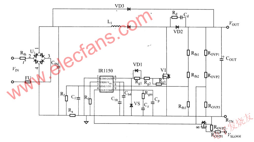 IR1150控制的PFC的电路 www.elecfans.com