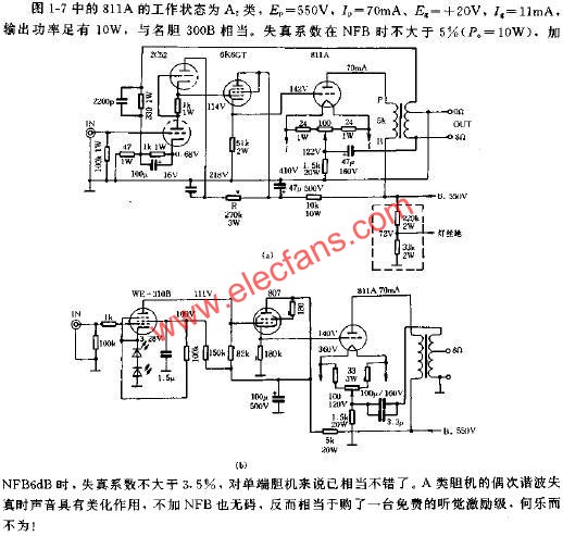 用811a电子管制作10w末级功放电路原理图