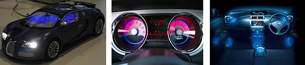　图2：RGB驱动器用于汽车内部照明