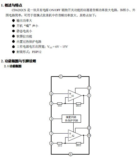 cd6282cs双通道音频功率放大电路