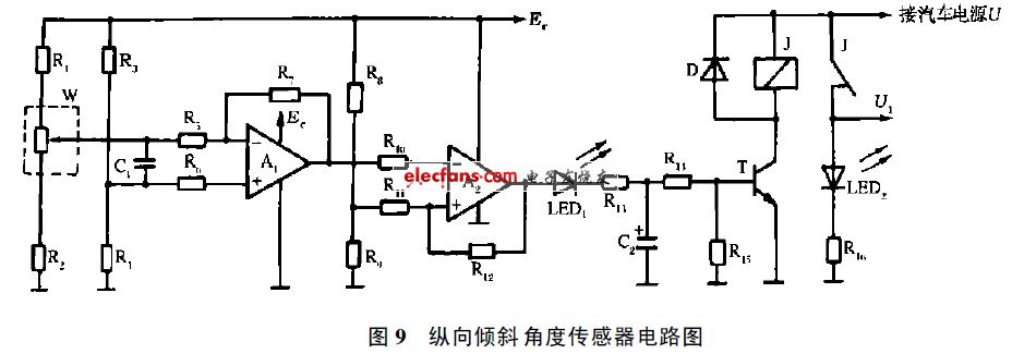 电流放大板的上升汽车侧向倾斜角度传感器的设计; 角度传感器原理图