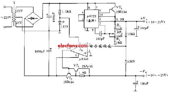 基于a723芯片的可调稳压电源电路