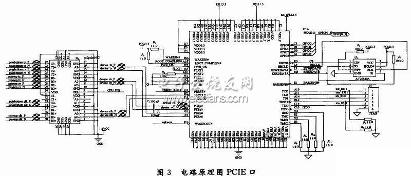 制造的pi2pcie2412款switch芯片.电路原理图如图3所示.