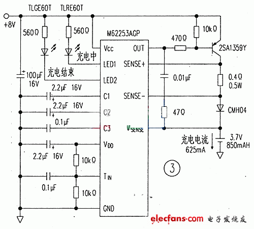 基于M62253AGP的锂离子电池充电电路