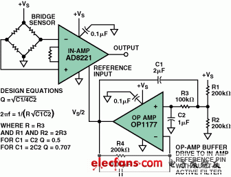 Analog Devices:将运算放大器缓冲器接成有源滤波器驱动仪表放大器的参考输入引脚