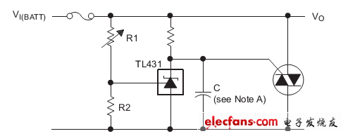 过电压保护电路:      当vi超过一定电压时,tl431触发,使