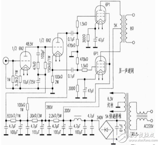 简易电子管功放电路图大全6p3ptda2822mc2756n5p电子管全文