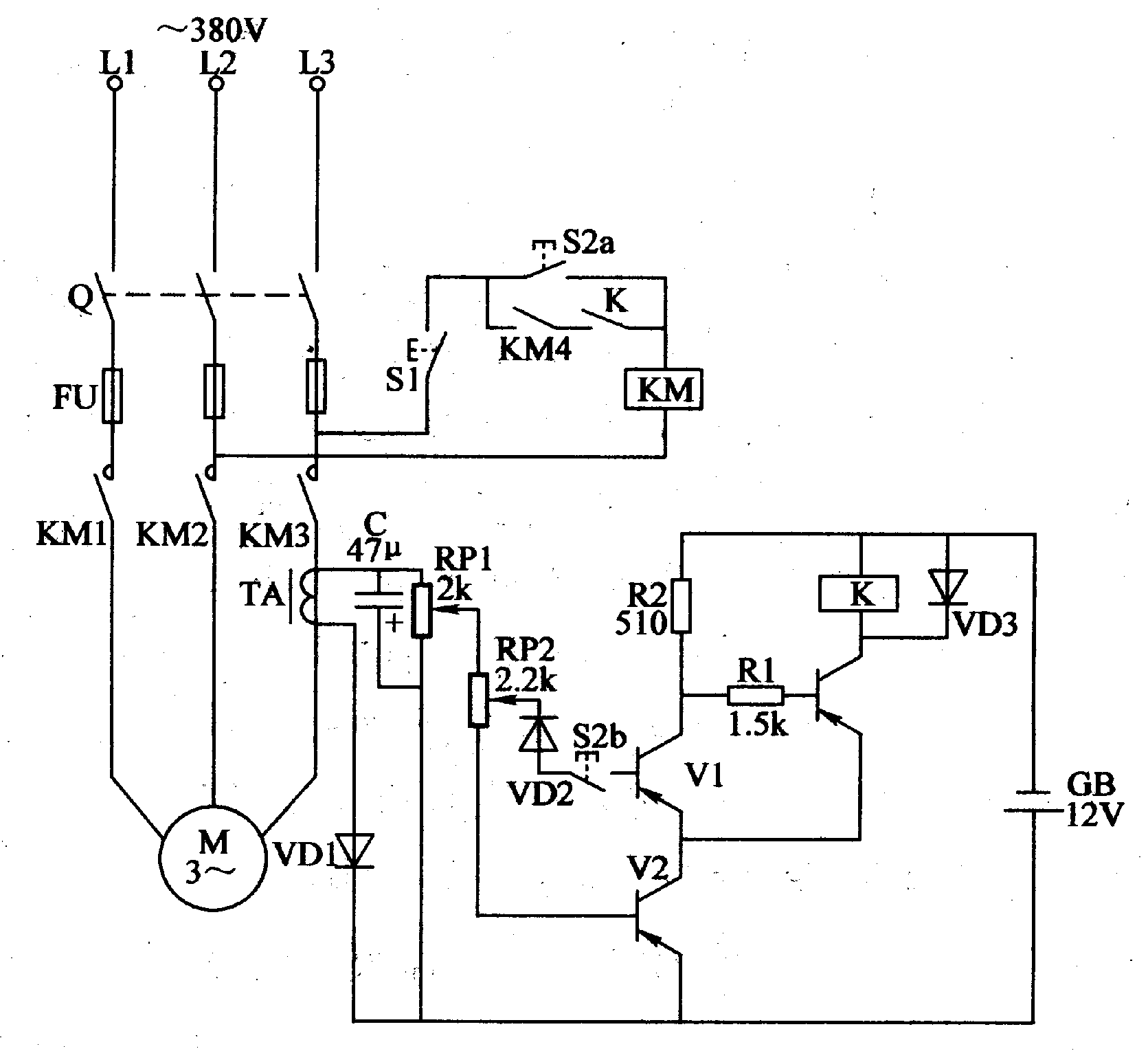 电动机断相保护器电路图
