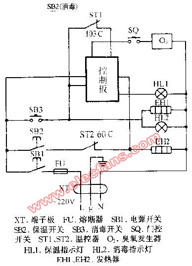 消毒柜面板接线图图片