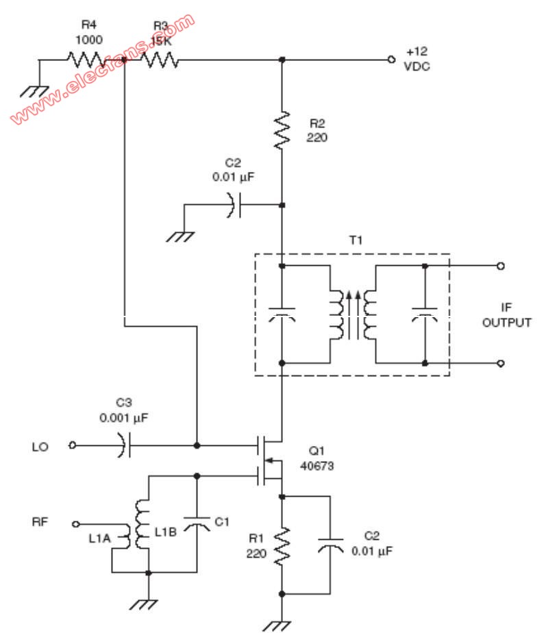 双栅型场效应管混频器射频电路图(Dual-gate MOSF