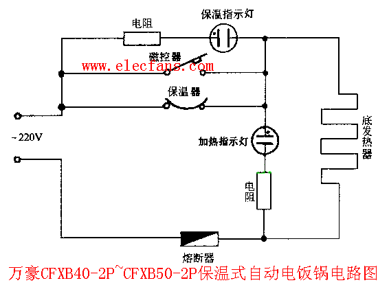 万豪保温式自动电饭锅电路图cfxb40