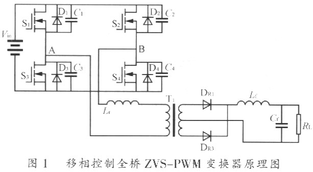 移相控制全橋zvs-pwm變換器原理圖