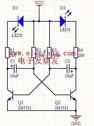 单一闪烁电路图图片