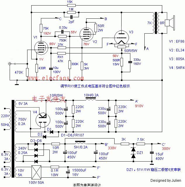 805電子管,805電子管參數資料